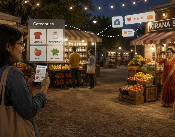 Picking up an order at a local market